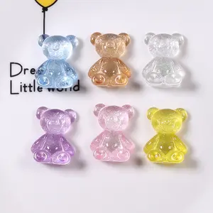 Wholesale Design Resin Nail Charms Cute Cartoon Kawaii Teddy Bear Head Black Pink Purple Brown 3D Salon Nail Art Decoration