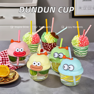 Wholesale Hot Selling Dundun Cartoon Glass <b>Straw</b> <b>Bottle</b> Small Department Store Welfare Gift Tours Direct <b>Drinking</b> Coffee - Product Image 5