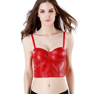 Reggiseno <span class=keywords><strong>Push</strong></span>-<span class=keywords><strong>up</strong></span> in Ecopelle Nera Taglie Forti, Lingerie Steampunk Gotica, Bustier da Donna, Top Sexy Corsetto Crop - Product Image 4