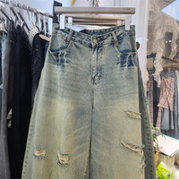 Nouvelle collection automne 2026 – Jean rétro déchiré taille haute coupe large décontracté chic pour femme – Vente en gros