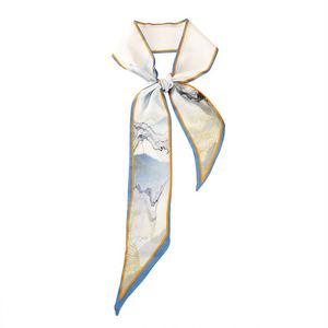 Pañuelo de cuello 100% seda de morera con estampado digital, 6*125 cm, largo, para el pelo, bolsos y mujer - Product Image 4