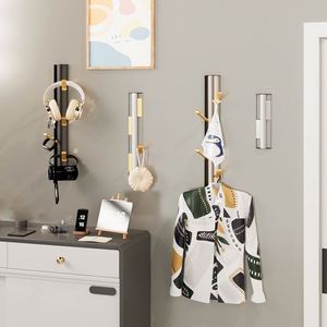 Porte-serviettes mural multifonctionnel pliable avec crochets, porte-clés, porte-manteau, rangement pour cuisine et salle de bain, en aluminium - Product Image 2