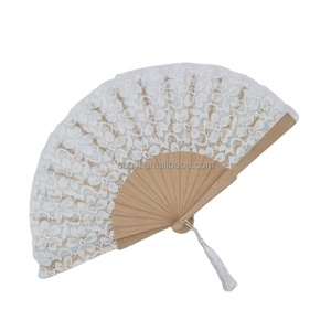 Éventail en dentelle à motif floral rose, peint à la main, portable, style européen, pour mariage, danse, photographie, décoration intérieure, artisanat artistique - Product Image 2