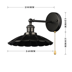American Country Retro Small Black Iron Bar Wall Lamp Pull Switch Creative Stylish Design pour le salon Restaurant - Product Image 2