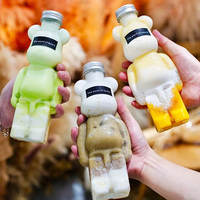 Desechable transparente oso perro Panda PET botella de plástico lindo sellado bebida fría jugo fruta Soda bebida 250ml/350ml/400ml