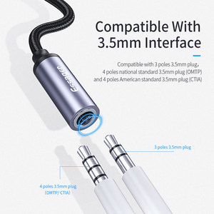 Câble adaptateur Essager 2021 E01 Type C vers prise jack 3,5 mm AUX pour <span class=keywords><strong>Huawei</strong></span> P30 <span class=keywords><strong>P20</strong></span> Pro Xiaomi Mi USB C vers convertisseur audio pour écouteurs 3,5 mm - Product Image 4