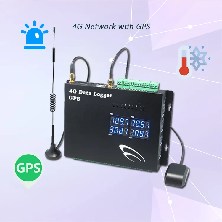 I/OおよびGPSチャンネルを備えた4G温度湿度イーサネットおよびGPSモニタリングシステムデータロガー