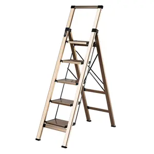 Heavy Duty Black 4 Step Ladder Widen Pedal Ladder Stool Aluminum Folding Stairs Ladder With Anti-Slip Feet 220 Lbs