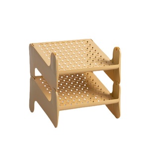 Étagère à chaussures pliable Xinzao à 2 niveaux, organisateur de rangement gain de place pour placard et chambre, blanc et jaune - Product Image 5