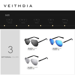 Veithdia Men's Aviator Sunglasses Stainless Steel <b>Frame</b> Blue Mirror Lens UV400 Protection Outdoor Use - Product Image 2
