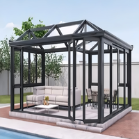 Véranda préfabriquée moderne en aluminium et verre avec kit de cadre pliant rétractable pour serre mobile 4 saisons et enclos de patio