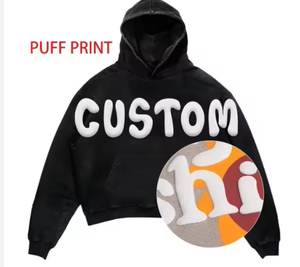 OEM Custom High Quality 3D Puff Printing Hoodies Heavyweight Pullover Oversize Men's Hoodies Fabric Fleece Hoodies