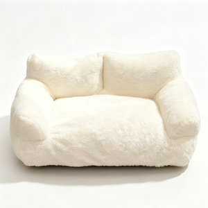 Soft Plush <b>Dog</b> Bed Rectangle Pink Faux Fur Pet <b>Sofa</b> Indoor All Seasons Removable Washable Cute Style - Product Image 2