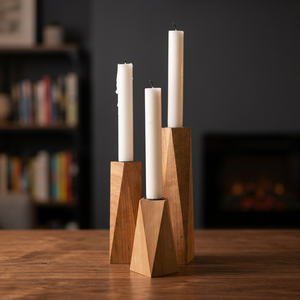 Candelabro de Madera Hecho a Mano, Portavelas Geométrico, Centro de Mesa para Decoración Navideña del Hogar y Hoteles - Product Image 4