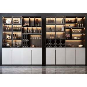 Meuble de bar à vin en bois de luxe pour la maison avec vitrine, bar à vin antique moderne, meuble de salon - Product Image 6