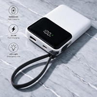 Batterie externe 10000 mAh avec affichage numérique, câble intégré, charge rapide PD 22,5 W, ODM