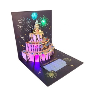 2024 Bulk 3D Pop-up Alles Gute zum Geburtstag Grußkarten Musik Blowable Kerze für Kinder Frauen Offsetdruck Hot Stamp ing Weihnachten - Product Image 2