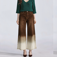 Jeans de haute qualité, surdimensionnés, respirants, à couleurs contrastées, style streetwear, à jambes larges, décontractés, en denim bleu pour femmes