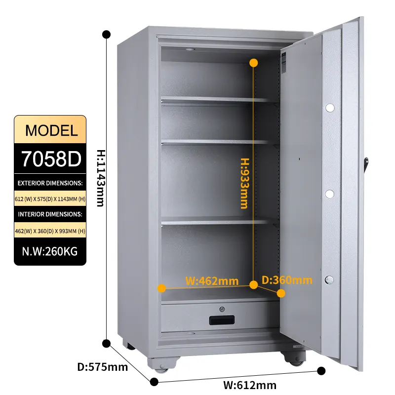 [7058D] Fire Resistant Safe Caja Fuertes Hidden Money Safe Fireproof Coffre Fort Heavy 260kg Fireproof Filling Cabinet