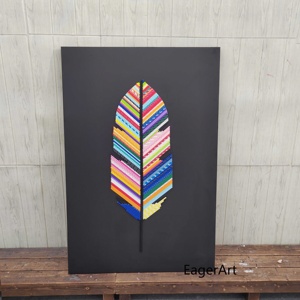 3D Tường hiện đại tùy chỉnh tay nghệ thuật làm việc sơn phòng khách lớn lông hình dạng vải bọc tác phẩm nghệ thuật trên tường - Product Image 2