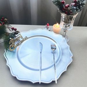 Assiette de Présentation Électroplaquée en PP Style Floral 33cm pour Mariage, Décoration de Table Or Argent - Product Image 4