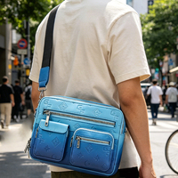 Mode Gradient Crossbody-tas voor heren Waterdichte PU-schoudertas Meerdere compartimenten Verstelbare riem Geschikt voor buiten
