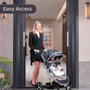 Porte coulissante pliante moderne en aluminium sans perçage avec grille diamantée, rail <span class=keywords><strong>bas</strong></span>, ignifuge, installation facile - Product Image 5