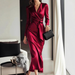 Wholesale Satin Formal Office Dresses For Women Slim Fit & Sequin Lace  Appliques | Alibaba.com