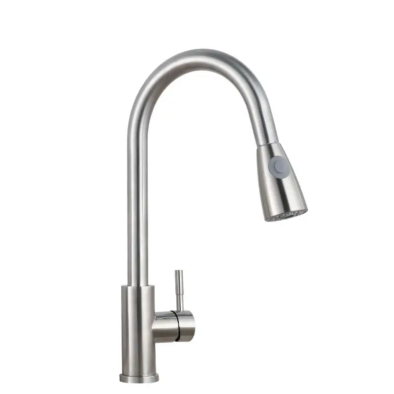 Wholesale Kitchen Sink Faucet Tap Keukenkraan Pull Out Down Kitchen Faucets Single Handle 304 Stainless Steel Water Taps
