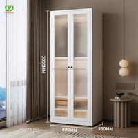 Yinlong lemari pakaian rumah tangga, lampu kamar tidur kombinasi logam dengan laci modern sederhana penyimpanan besi
