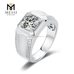 Bagues en argent sterling 925 plaqué or 14K 18K, 2CT 8mm Moissanite, bague pour homme pour mariage et fiançailles - Product Image 1