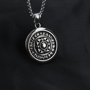 <b>Titanium</b> Steel Men's Pendant Stainless Steel Necklace Vintage Viking Shield Themed Pendants Gift Jewelry - Product Image 1