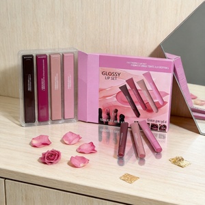 Ensemble d'huiles et de gloss à lèvres colorés OEM avec vitamine E, hydratant, non-tachant, rouge, taille standard, non parfumé - Product Image 1