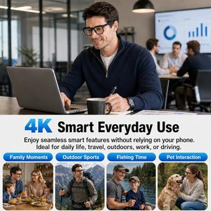 แว่นตาอัจฉริยะ Plunthorn กล้อง 4K บลูทูธ แปลภาษาแบบเรียลไทม์ ผู้ช่วย AI ระบบจดจำวัตถุ ลำโพงแบบเปิดหู - Product Image 3