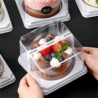 Nouvelle conception de boîte à gâteau carrée miniature jetable anti-buée, couvercles en PET, contenant alimentaire pour pâtisserie, fromage, dessert, pour gâteau à étages en mousse