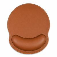 Tapis de souris de jeu en cuir personnalisé avec repose-poignet, forme ronde, pour ordinateur et bureau