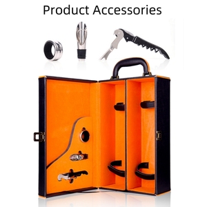 Hộp Rượu Bằng Da <span class=keywords><strong>Pu</strong></span> Bộ Quà Tặng Chai Rượu Thủy Tinh Đôi Đóng Gói Giáng Sinh Với Phụ Kiện Rượu Vang - Product Image 2