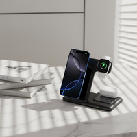 Chargeur sans fil pliable 3-en-1 de bureau 15W, station de charge pour téléphone, chargeur sans fil KC pour iPhone 17/16/15, pour iWatch, pour AirPods