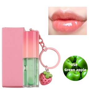 Brillo labial de fresa con forma de llavero, esmalte labial con sabor a frutas, colgante para llavero, cuidado labial hidratante, sin logo, MOQ bajo, venta al por mayor - Product Image 6