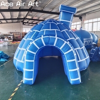 Mignon bleu gonflable Igloo antarctique pingouins grotte hiver gonflable dôme tente pour l'extérieur décor de noël enfants amusant