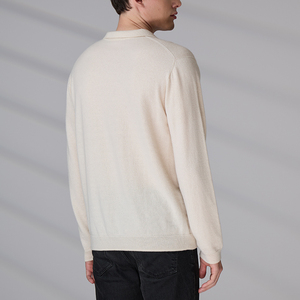 Fournisseur de tricots, haut tricoté à manches longues sur mesure, pull polo en cachemire 100% de haute qualité, décontracté, hiver, pour homme - Product Image 4