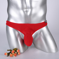 Sous-vêtements pour homme en nylon respirant tissé à basse taille, style tanga, en soie glacée, tissage uni, avec poche pour pénis, type avion, séparé