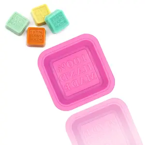 100% 手工制作可重复使用的硅胶肥皂模具粉色DIY方形手工肥皂模具肥皂制作用单硅胶模具