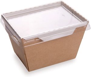 Boîte à déjeuner jetable en papier Kraft, conteneur alimentaire à emporter, couvercles transparents, vendu séparément - Product Image 3