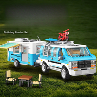 XJD JD162 2026 Nouveau Kit de Modélisme MOC Créatif G20 Camper Van avec Remorque de Voyage, Kits de Modèles de Camping-Cars pour Adultes, Cadeaux, 844 Pièces, Ensembles de Blocs de Construction