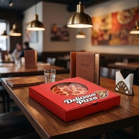 Boîte de livraison de pizza personnalisée avec logo, pelliculage mat, doublure en mousse, qualité alimentaire, taille sur mesure, emballage en carton ondulé pour plats à emporter