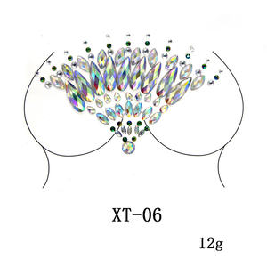 Pegatinas de diamantes de resina para el pecho, decoración para festivales de música, carnavales y fiestas, maquillaje para actuaciones, pegatinas de diamantes para el pecho - Product Image 6