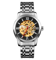 Reloj Mecánico Automático de Lujo para Hombre Skmei 9222, de Acero Dorado, Resistente al Agua, con Diseño de Esqueleto
