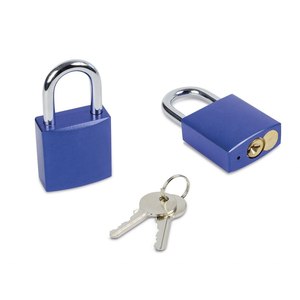 Lucchetto Blu di Sicurezza e Impermeabile in Lega di Zinco, Ferro e Acciaio, con Chiave e Combinazione Numerica, Sicuro e Funzionale - Product Image 1