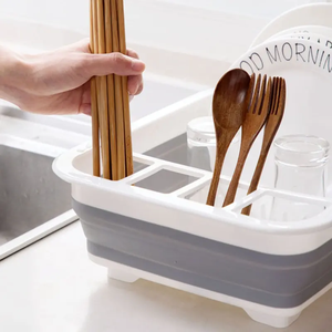 Égouttoir à <span class=keywords><strong>vaisselle</strong></span> pliable en <span class=keywords><strong>plastique</strong></span> à un niveau pour cuisine, <span class=keywords><strong>camping</strong></span>-<span class=keywords><strong>car</strong></span> et comptoir, type support d'organisation de plaques - Product Image 5